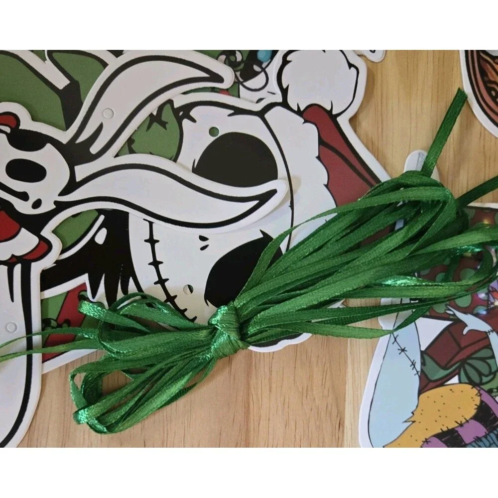 Nightmare Before Christmas DIY Banner Kit - Holiday Cardstock Cutouts & Raffia